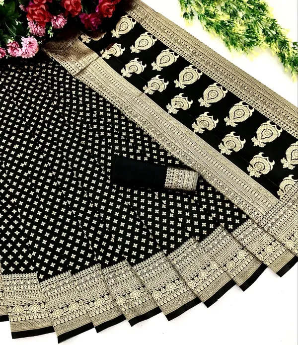 Black_Embellished_Banarasi_Jacquard_Saree_(Black)